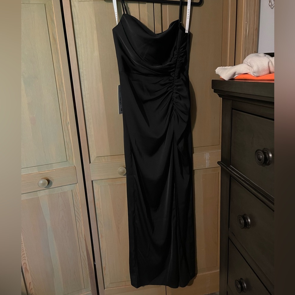 Azazie x Kendall + Kylie Sheath Pleated Stretch Satin Full Length Mermaid Dress